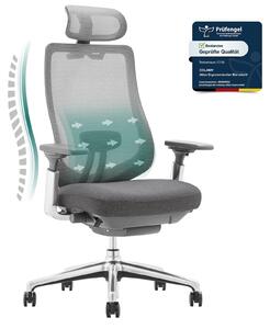 COLAMY ATLAS Sedia da ufficio ergonomica in rete - Sedia direzionale con poggiatesta, braccioli 4D, sedile scorrevole e blocco dell'inclinazione, grigio scuro