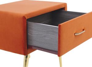 Comodino con rivestimento in velluto arancione Comodino con 1 cassetto Mobili per camera da letto dal design minimalista Beliani