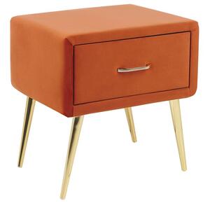 Comodino con rivestimento in velluto arancione Comodino con 1 cassetto Mobili per camera da letto dal design minimalista Beliani