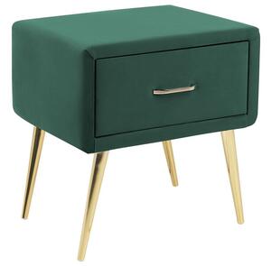 Comodino con rivestimento in velluto verde smeraldo Comodino con 1 cassetto Mobili per camera da letto dal design minimalista Beliani