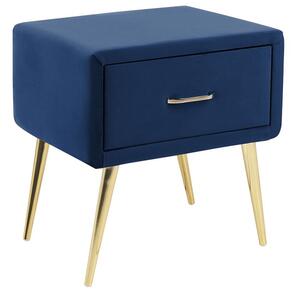 Comodino con rivestimento in velluto blu marino Comodino con 1 cassetto Mobili per camera da letto dal design minimalista Beliani