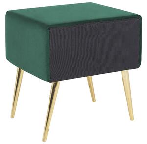 Comodino con rivestimento in velluto verde smeraldo Comodino con 1 cassetto Mobili per camera da letto dal design minimalista Beliani