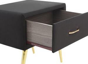 Comodino con rivestimento in velluto nero Comodino con 1 cassetto Mobili per camera da letto dal design minimalista Beliani