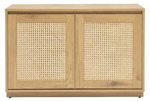 Buffet basso finitura legno chiaro quercia e intreccio di rattan L96 cm SEVILLE