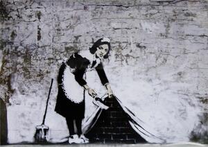 Posters, Stampe Banksy Street Art - Cleaning Maid, (59 x 42 cm)