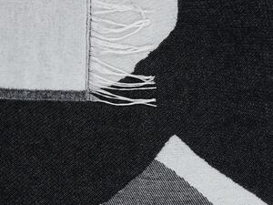 Coperta in acrilico grigio nero 130 x 170 cm copriletto in poliestere motivo floreale con frange soggiorno camera da letto Beliani