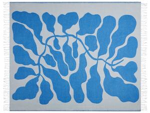 Coperta in acrilico bianco blu 130 x 170 cm copriletto in poliestere motivo floreale con frange soggiorno camera da letto Beliani