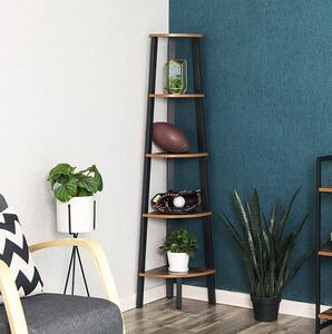 Scaffale angolare Sidney 5 ripiani - marrone rustico/nero
