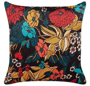 Cuscino in velluto multicolore 45 x 45 cm motivo floreale lascia accessori boho Beliani
