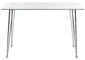 Tavolo da pranzo Piano in vetro temperato argento Rettangolare 120 x 70 cm Capacità 4 persone Design moderno Beliani