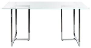 Tavolo da pranzo Piano in vetro temperato argento Rettangolare 160 x 90 cm Capacità 6 persone Design moderno Beliani