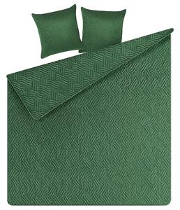 Copriletto in Tessuto di Poliestere Verde 200 x 220 cm con Cuscini Motivo in Rilievo Decorativo Copriletto Lenzuola Classico Camera da Letto Beliani