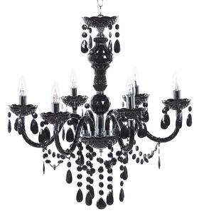 Lampadario Cristallo Nero 6 Lampadine Glamour Soggiorno Camera da Letto Beliani