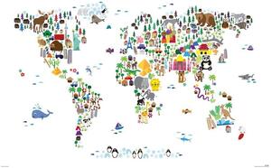 Posters, Stampe Animal map of the World