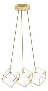 Lampadario perenz cube 8146 g9 led 15x15 cubo metallo oro opaco gabbia multiluce - Perenz