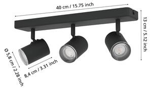 Eglo 901966 - Faretto da bagno CONSUMA 3xGU10/5W/230V IP44 nero