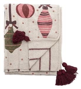 Coperta beige in cotone riciclato a tema natalizio 130x160 cm Ornamentia – Bloomingville