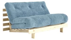Divano azzurro allungabile con rivestimento in velluto a coste 140 cm Roots – Karup