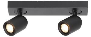 Freelight Faretto da soffitto Razza, nero, lunghezza 38 cm, a 2 luci, metallo