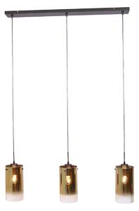 Freelight Lampada a sospensione Ventotto, nero/oro, lunghezza 105 cm, a 3 luci in