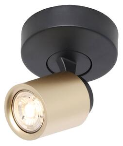 Freelight Faretto da soffitto Razza, nero/oro, Ø 13 cm, metallo