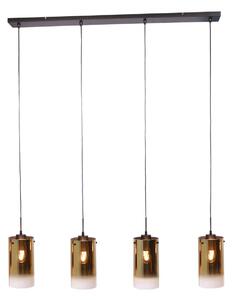 Freelight Lampada a sospensione Ventotto, nero/oro, lunghezza 125 cm, a 4 luci