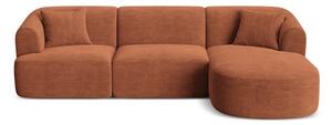 Divano angolare color terracotta (con penisola a destra/con chaise lounge) con rivestimento in velluto a coste Campi – Cosmopolitan Design