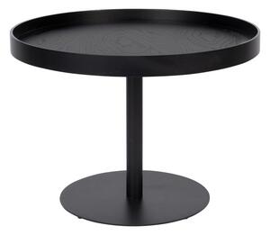 Tavolino da salotto rotondo nero con piano effetto rovere ø 56 cm Yuri M – White Label