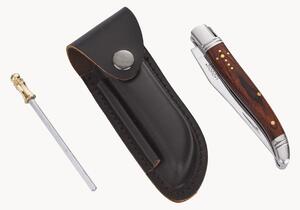 Coltello pieghevole con affilacoltelli e custodia in pelle Blaise