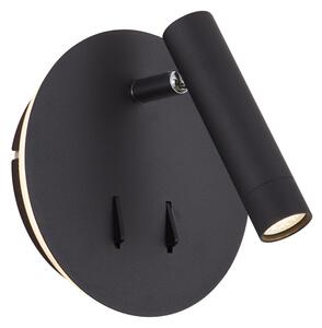 Lampada da parete moderna nera con LED integrato e USB-C - Croft