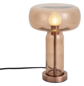 Lampada da tavolo Hotel Chic bronzo scuro con vetro marrone - Amara