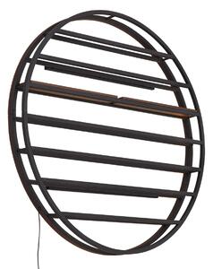 Lampada da parete moderna nera con legno rotondo e LED integrato - Wine Rack