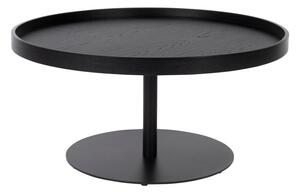 Tavolino da salotto rotondo nero con piano effetto rovere ø 70 cm Yuri L – White Label