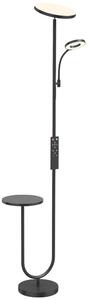 HOMCOM Lampada da terra LED 42W dimmerabile con luce regolabile, ripiano e telecomando, Nero | Aosom Italy