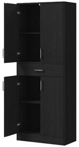 HOMCOM Credenza alta da cucina con 4 ante, 2 ripiani regolabili e cassetto, 180 cm, Nero | Aosom Italy