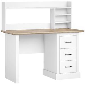 HOMCOM Scrivania per computer 120x55 cm con 3 cassetti e ripiani aperti, Rovere e Bianco | Aosom Italy