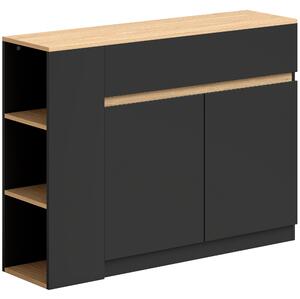 HOMCOM Credenza con armadietto, cassetto e ripiano a 3 livelli 110x29,5x82 cm, Nero | Aosom Italy