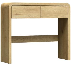 HOMCOM Consolle con 2 cassetti, angoli arrotondati e piano spesso, 100x30x85 cm, Legno naturale | Aosom Italy