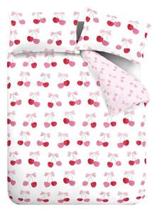Set copripiumino e federa bianco e rosa per letto matrimoniale 200x200 cm Cherries and Bows – Catherine Lansfield
