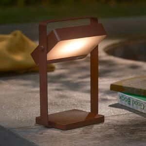 Nordlux Lampada da tavolo LED e solare Saulio, marrone, IP44, alluminio, USB, batteria dimmerabile, Marrone / Ruggine, Alluminio, Moderno