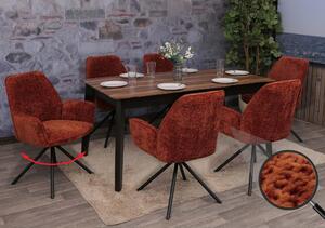 Set di 6 sedie da pranzo HWC-G67, sedia da cucina Sedia con bracciolo, posizione girevole automatica, ciniglia Oeko-Tex ~ rosso ruggine