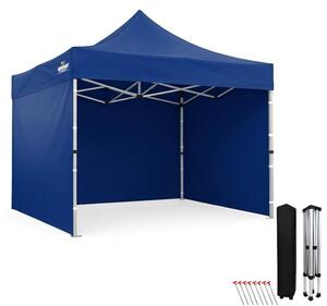 Gazebo commerciale 3x3 - struttura a forbice in acciaio + 3 pareti laterali