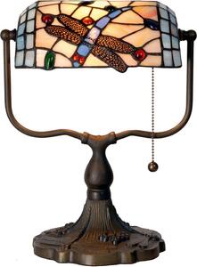 Clayre & Eef Lampada da tavolo Tiffany 27x20x36 cm Blu Marrone Metallo Farfalla