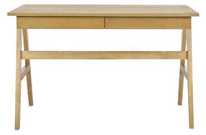 Scrivania design con spazi di archiviazione 2 cassetti in legno chiaro di hevea L120 cm BROOK