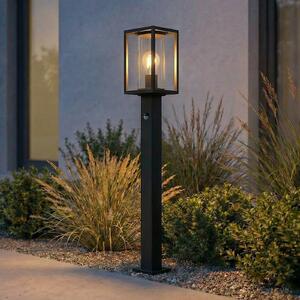 Lucande lampione Ferda, 100 cm, sensore, antracite, IP44 Ferda, Nero, Alluminio, Moderno