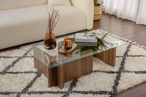 Skye Decor, Flavio - Walnut, tavolino, noce, vetro temperato al 100%, 105 x 65 x 30
