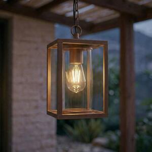 Lucande Lampada a sospensione da esterno Ferda, marrone, IP44, vetro, E27 Ferda Lucande, dimmerabile, Marrone / Ruggine, Alluminio, Moderno