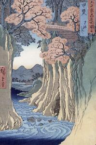 Ando or Utagawa Hiroshige - Stampa artistica The monkey bridge in the Kai province, (26.7 x 40 cm)