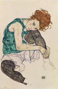 Schiele, Egon - Riproduzione Donna seduta con ginocchia piegate, (26.7 x 40 cm)
