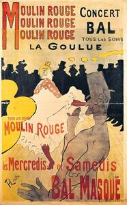 Toulouse-Lautrec, Henri de - Riproduzione Poster advertising 'La Goulue' at the Moulin Rouge 1893, (24.6 x 40 cm)